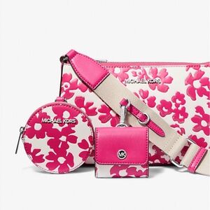 Jet Set SM Sequined Floral Print Crossbody Bag with Case for Apple AirPods Pro